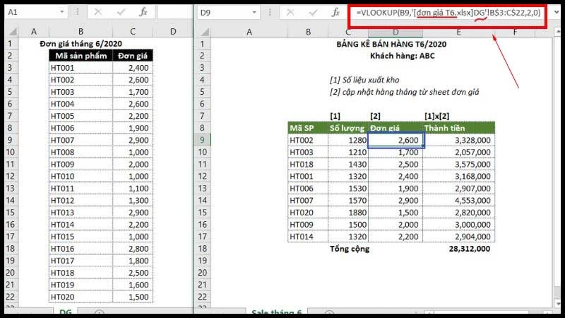 Cách dùng hàm VLOOKUP giữa 2 sheet, 2 file khác nhau trong Excel - Thegioididong.com