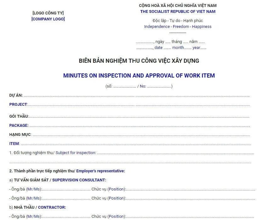 Biên bản nghiệm thu tiếng Anh: Cách lập và ứng dụng