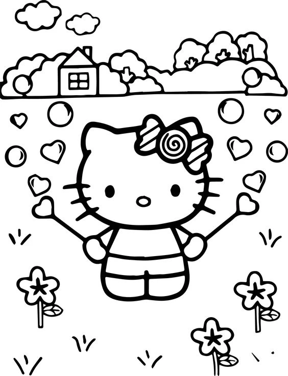 Bộ 40+ mẫu tranh tô màu Hello Kitty dành tặng bé yêu