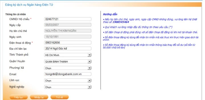 Hướng dẫn cách đăng ký Internet banking Đông Á ngay tại nhà