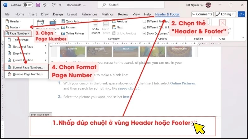 Hướng dẫn cách đánh số trang từ trang 2 trong Word