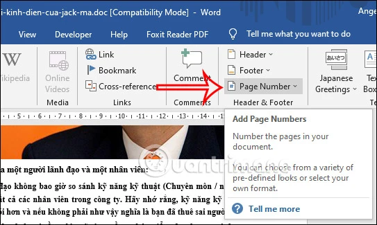 Cách đánh số trang bỏ 2 trang đầu trong Word