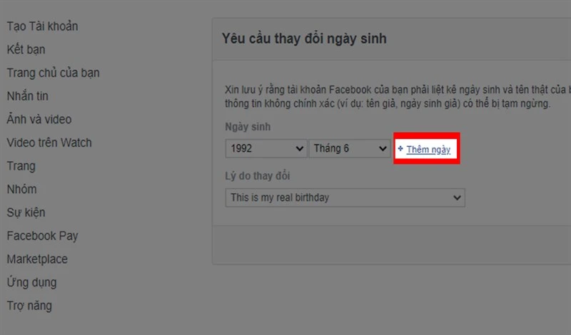 Cách tắt thông báo sinh nhật, ẩn, đổi ngày sinh Facebook