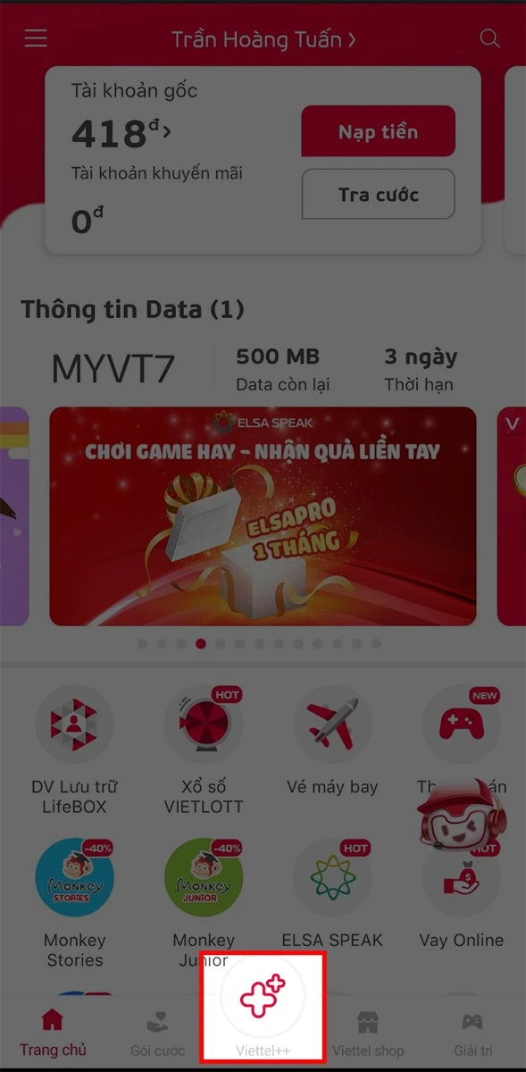 Cách đổi điểm Viettel ++ sang data trên My Viettel cực đơn giản