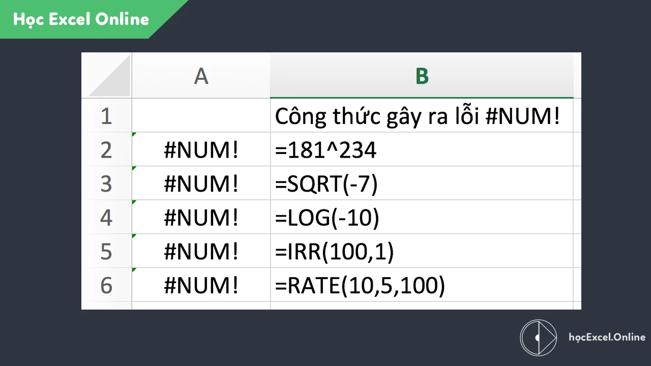 Hiểu về lỗi #NUM! trong Excel và cách khắc phục