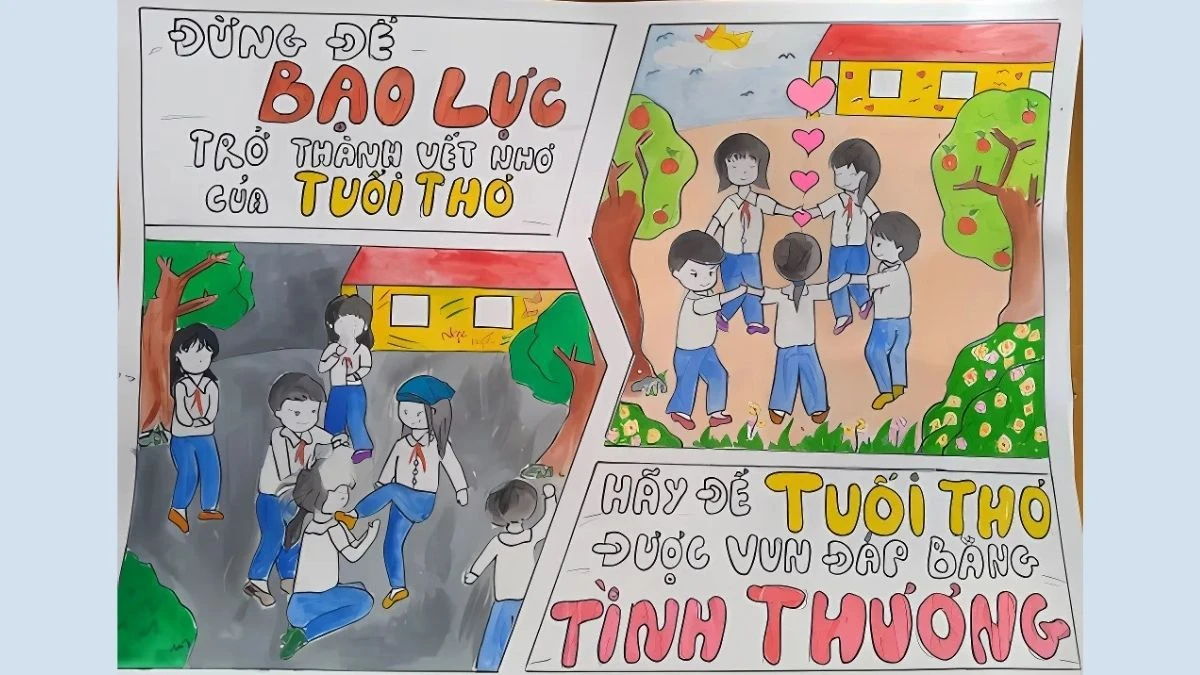 Vẽ tranh về bạo lực học đường và tác động đến trẻ em