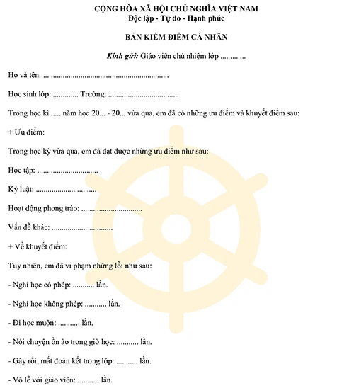 Viết bản kiểm điểm nhận lỗi để tự đánh giá bản thân