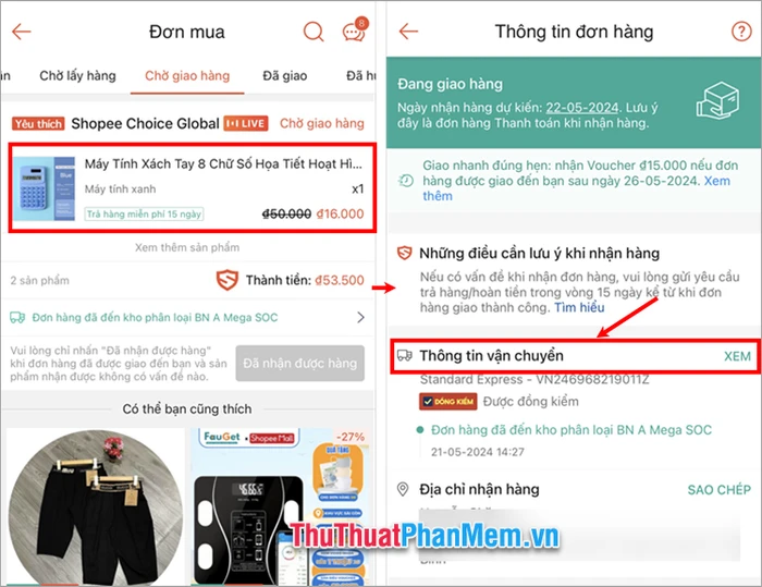 Cách tìm số điện thoại Shipper Shopee Express