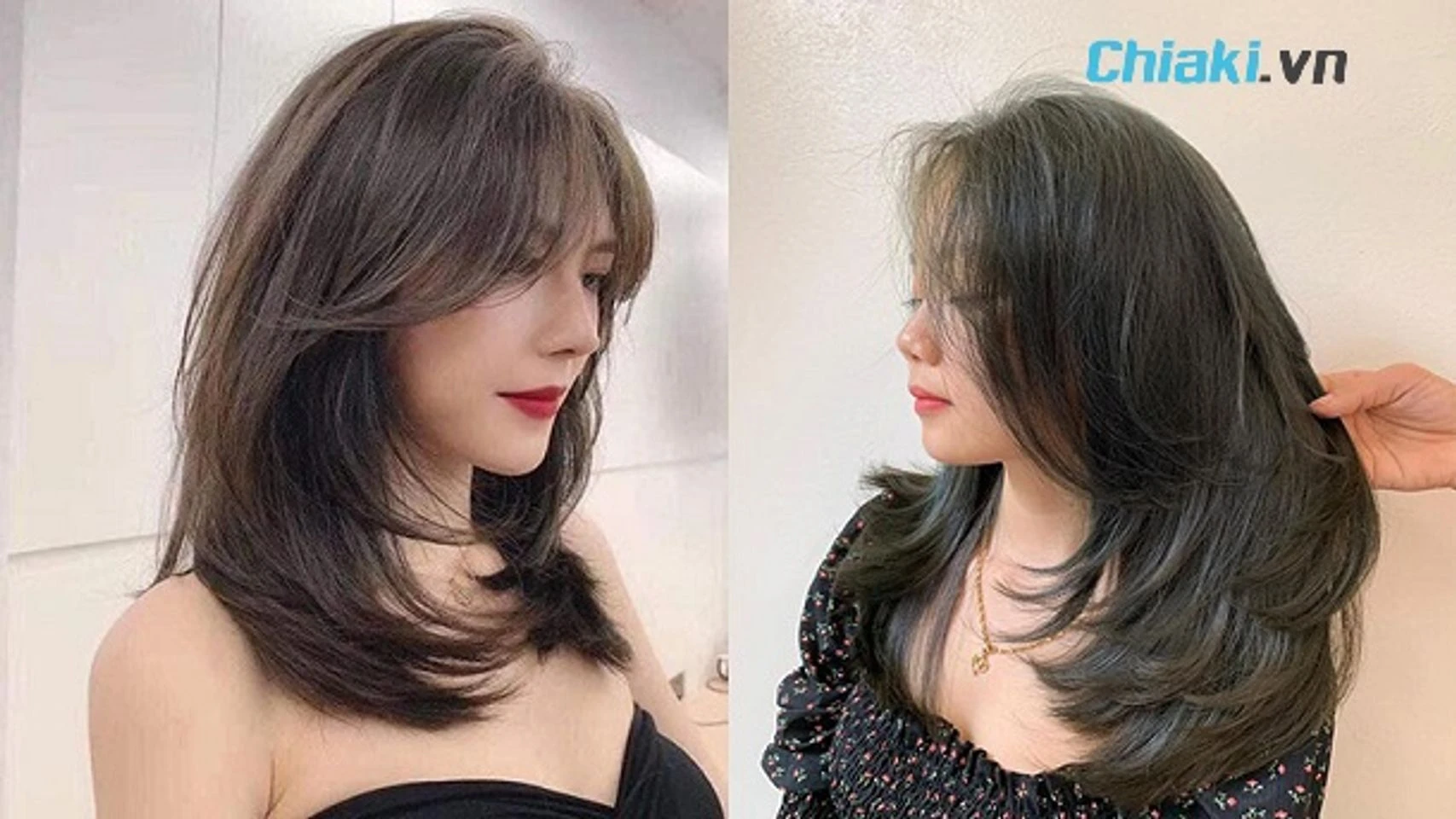 Tóc layer ngang vai uốn cụp tạo nên vẻ đẹp thanh thoát