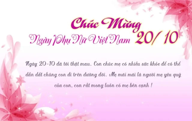 60 Mẫu thiệp chúc mừng ngày phụ nữ Việt Nam 20/10 đẹp 2024