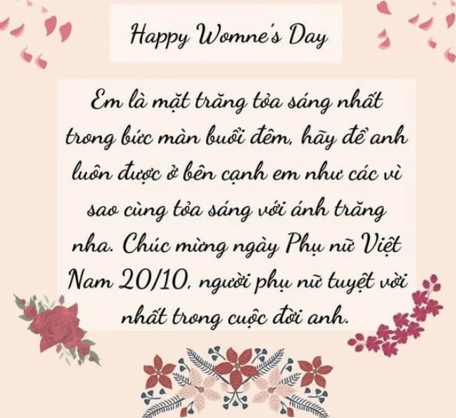 60 Mẫu thiệp chúc mừng ngày phụ nữ Việt Nam 20/10 đẹp 2024