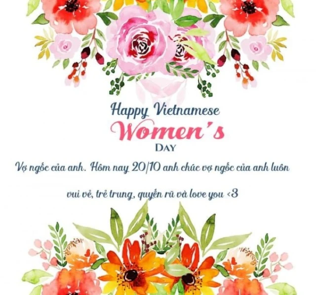 60 Mẫu thiệp chúc mừng ngày phụ nữ Việt Nam 20/10 đẹp 2024