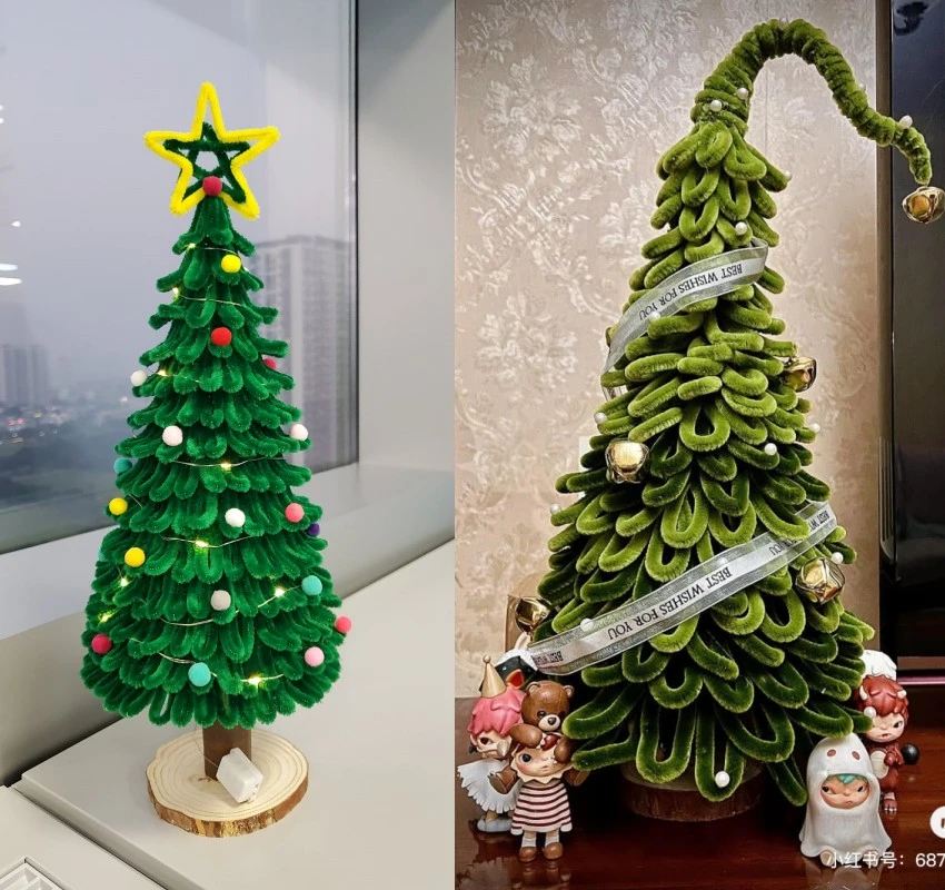Hướng dẫn tự làm cây thông Noel từ dây kẽm nhung