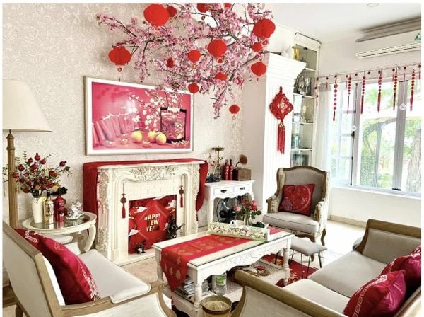 Trang trí tết phòng khách ấm áp cho gia đình sum vầy
