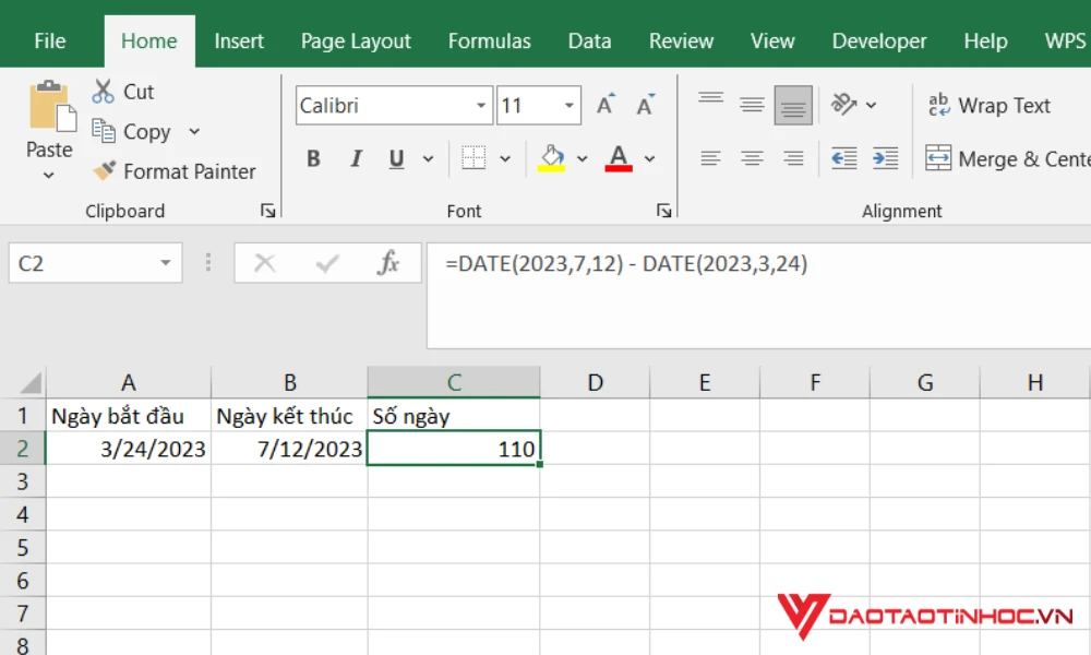 Tính số ngày giữa hai ngày trong Excel hiệu quả