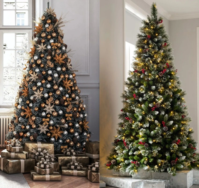 Trang trí cây thông đẹp với dây kim tuyến lấp lánh