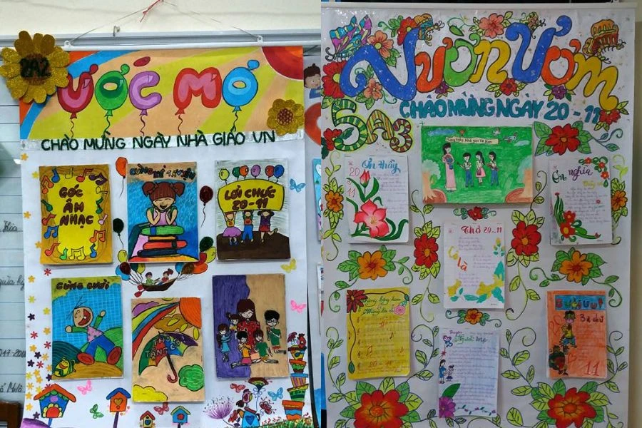 Ý tưởng trang trí báo tường trên giấy A0 cho 20-11