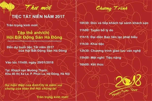 Thiệp mời tất niên công ty ý nghĩa và ấn tượng