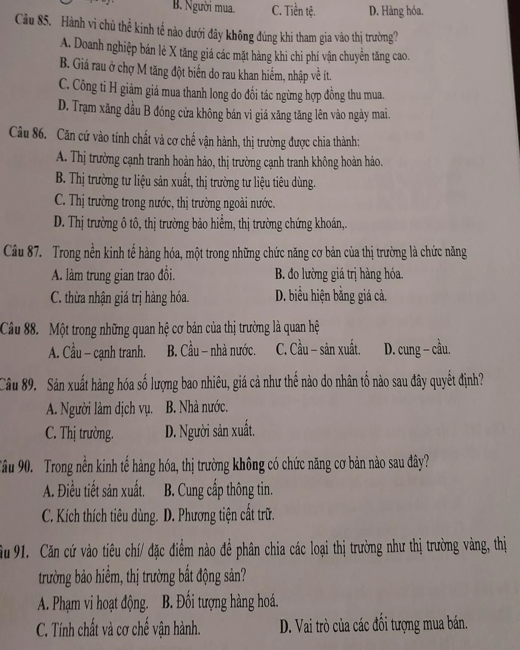 Nền kinh tế hàng hóa và vai trò của thị trường