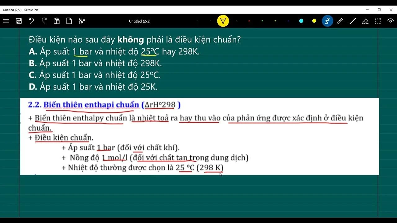 Điều kiện không chuẩn trong hóa học là gì?