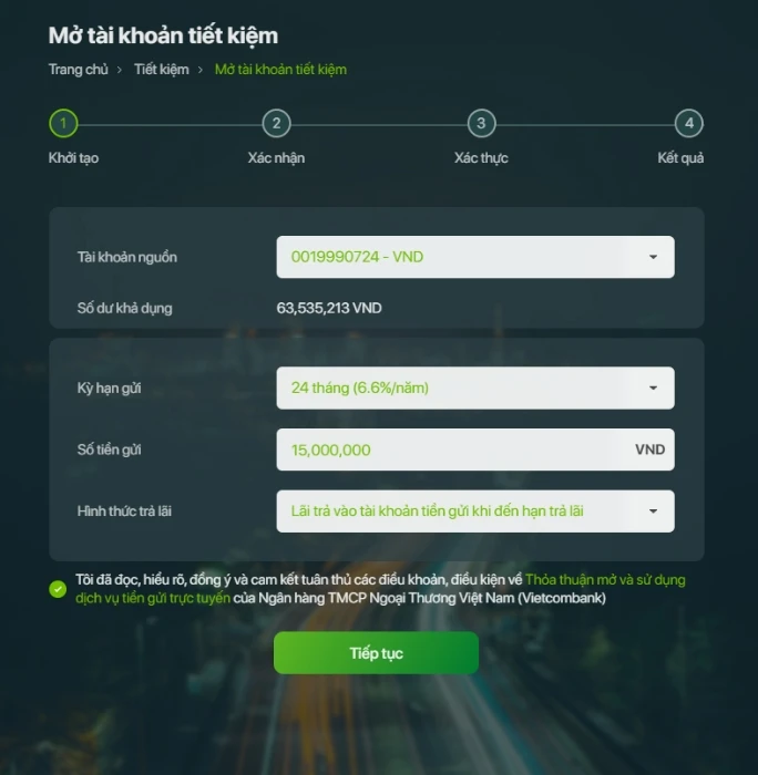 Gửi tiết kiệm online vietcombank dễ dàng và thuận tiện